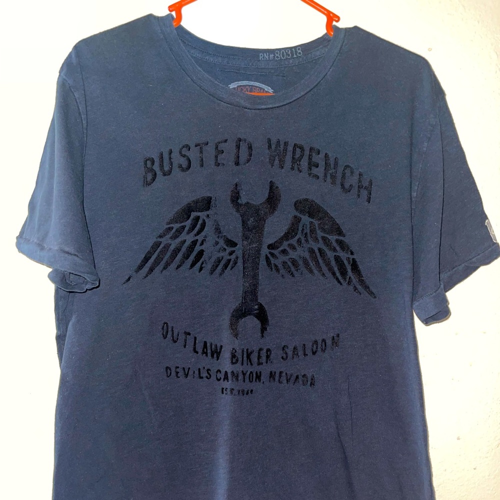 Lucky Brand T Shirt Mens L Black Short Sleeve 100% Cotton